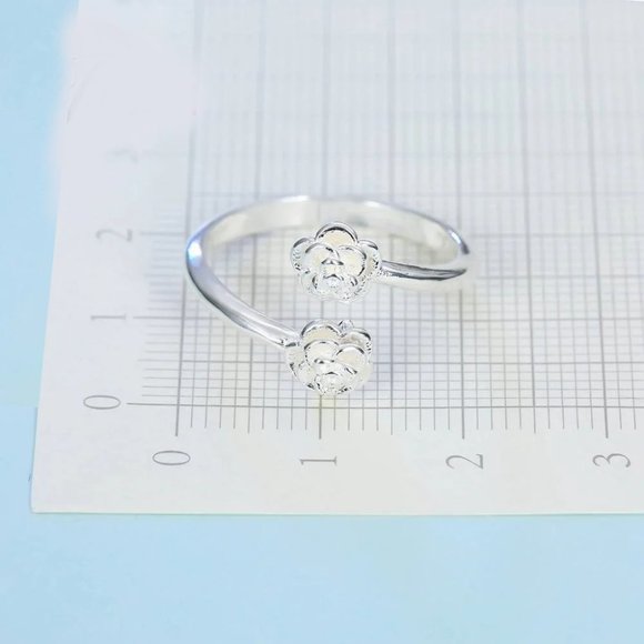 ❤️ NEW 💎 925 Sterling Silver Adjustable Ring Flower Gift - Picture 6 of 6